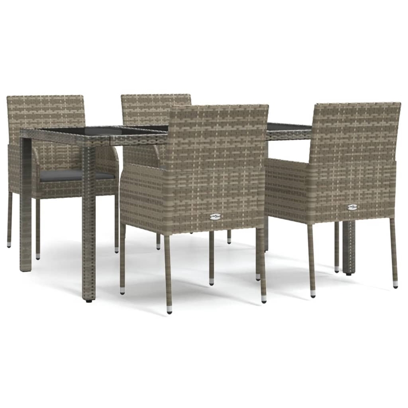 vidaXL Garden Dining Set in Gray Cushion/Dark Gray
