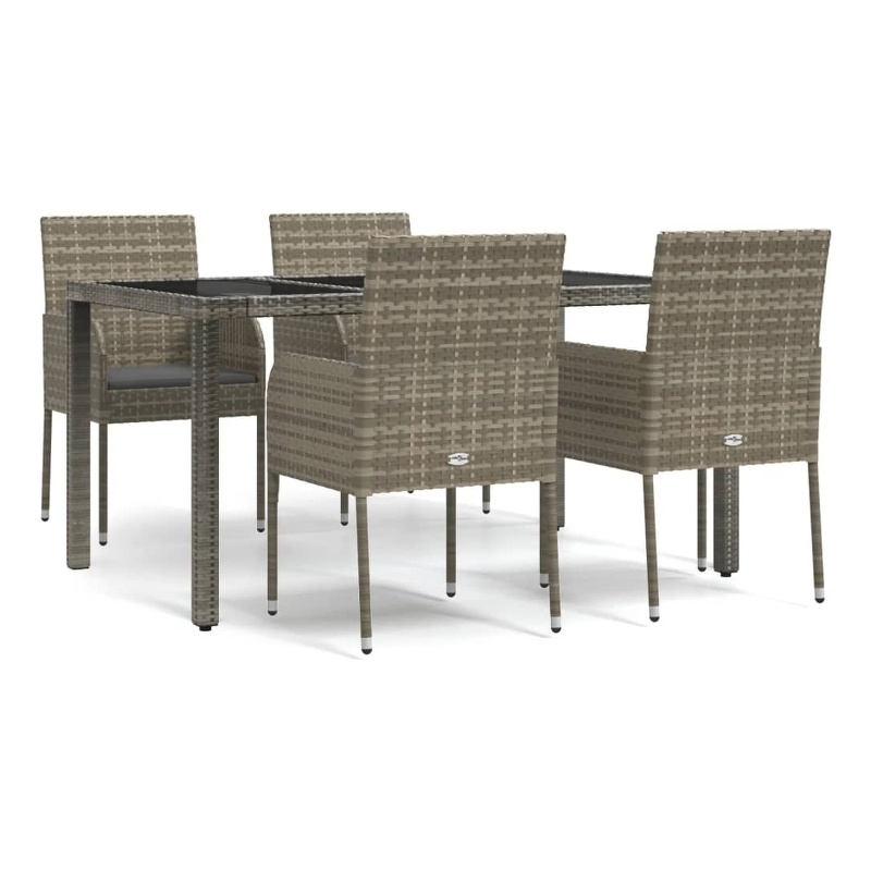 vidaXL Garden Dining Set in Gray Cushion/Dark Gray