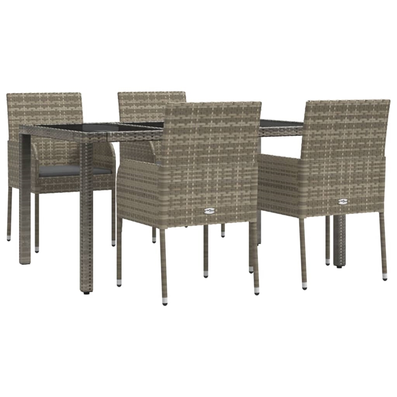 vidaXL Garden Dining Set in Gray Cushion/Dark Gray