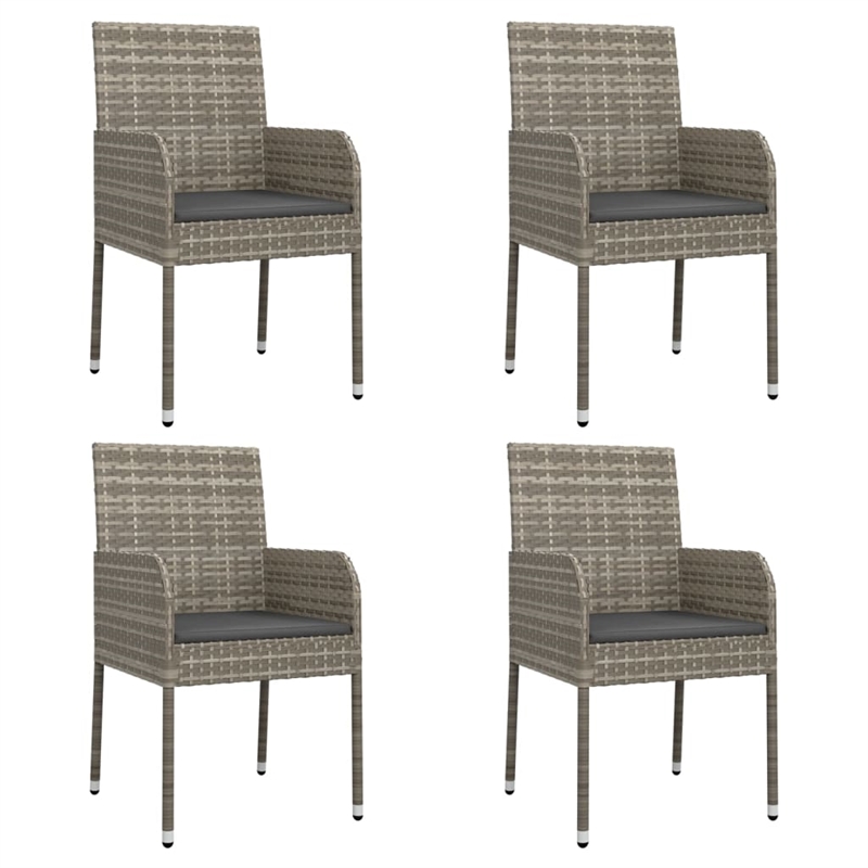 vidaXL Garden Dining Set in Gray Cushion/Dark Gray