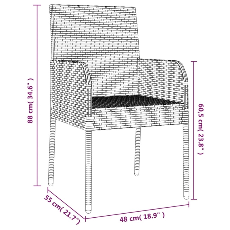 vidaXL Garden Dining Set in Gray Cushion/Dark Gray