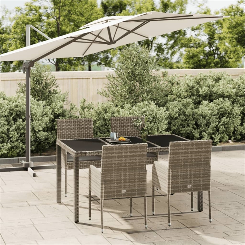 vidaXL Garden Dining Set in Gray Cushion/Dark Gray