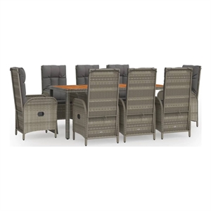 vidaXL 9 Piece Garden Patio Dining Set in Gray