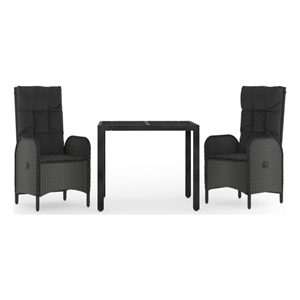 vidaXL PE Rattan Durable Garden Dining Set in Black