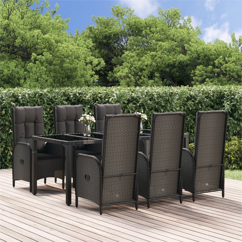 vidaXL PE Rattan Durable Garden Dining Set in Black