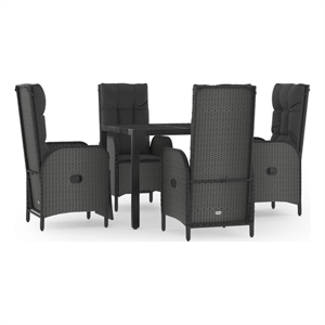 vidaXL Garden Dining Set in Black