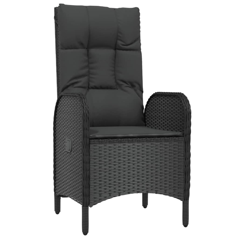 vidaXL Garden Dining Set in Black/Black Cushions