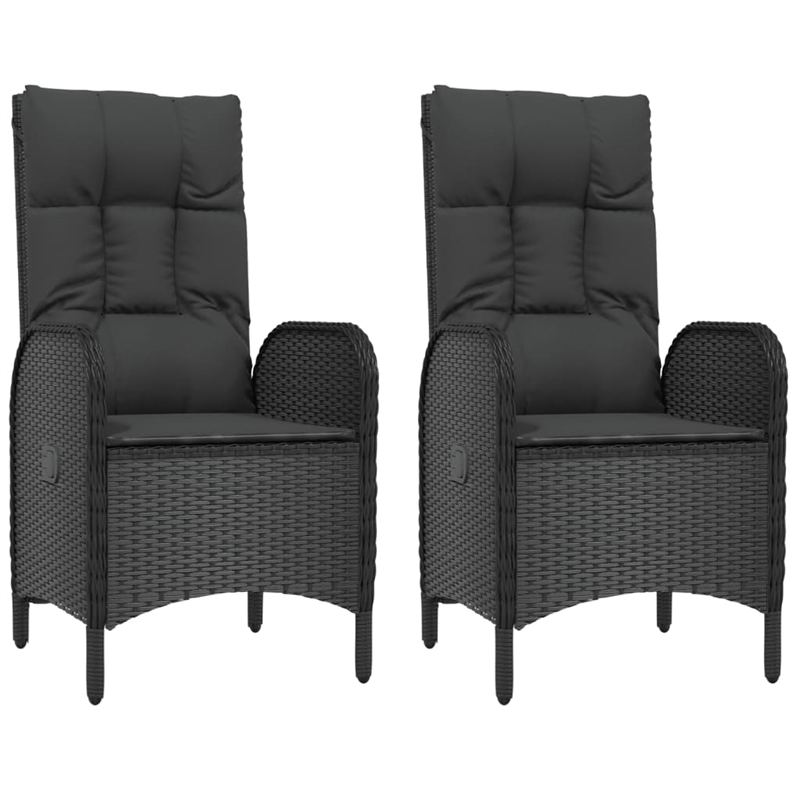vidaXL Garden Dining Set in Black/Black Cushions