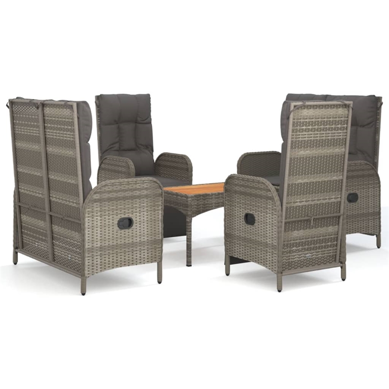 vidaXL PE Rattan/Powder-Coated Steel/Acacia Wood Garden Dining Set in Gray