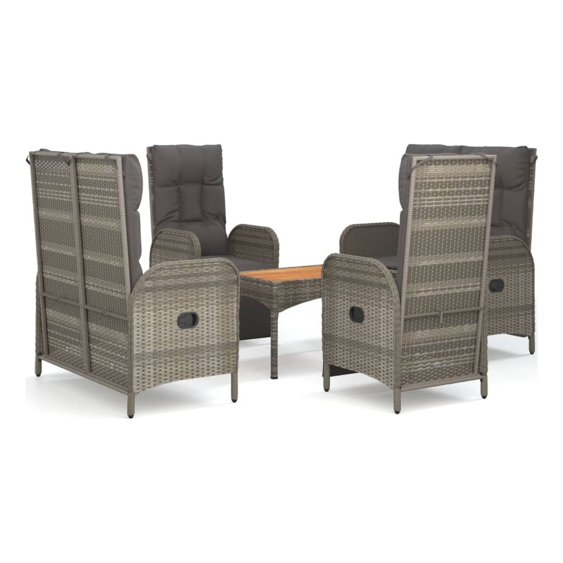 vidaXL PE Rattan/Powder-Coated Steel/Acacia Wood Garden Dining Set in Gray