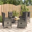 vidaXL PE Rattan/Powder-Coated Steel/Acacia Wood Garden Dining Set in Gray