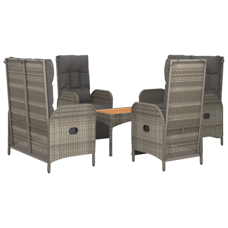 vidaXL PE Rattan/Powder-Coated Steel/Acacia Wood Garden Dining Set in Gray