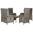 vidaXL PE Rattan/Powder-Coated Steel/Acacia Wood Garden Dining Set in Gray
