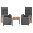 vidaXL PE Rattan/Powder-Coated Steel/Acacia Wood Garden Dining Set in Gray