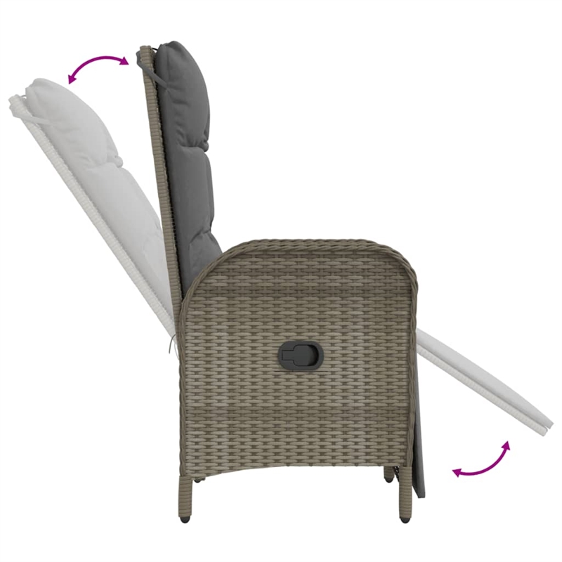 vidaXL PE Rattan/Powder-Coated Steel/Acacia Wood Garden Dining Set in Gray