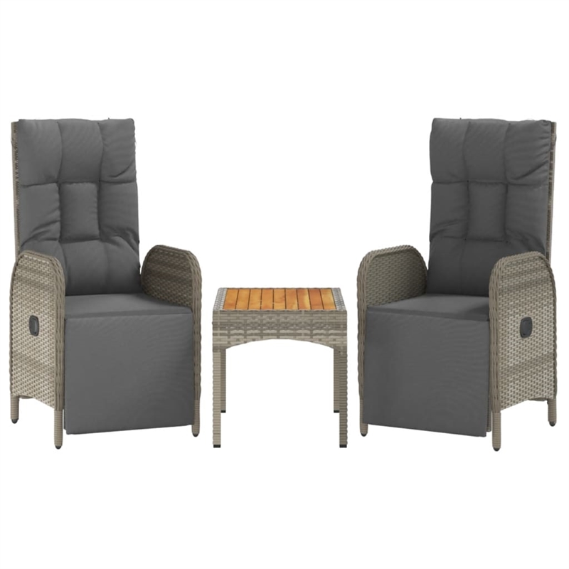 vidaXL PE Rattan/Powder-Coated Steel/Acacia Wood Garden Dining Set in Gray