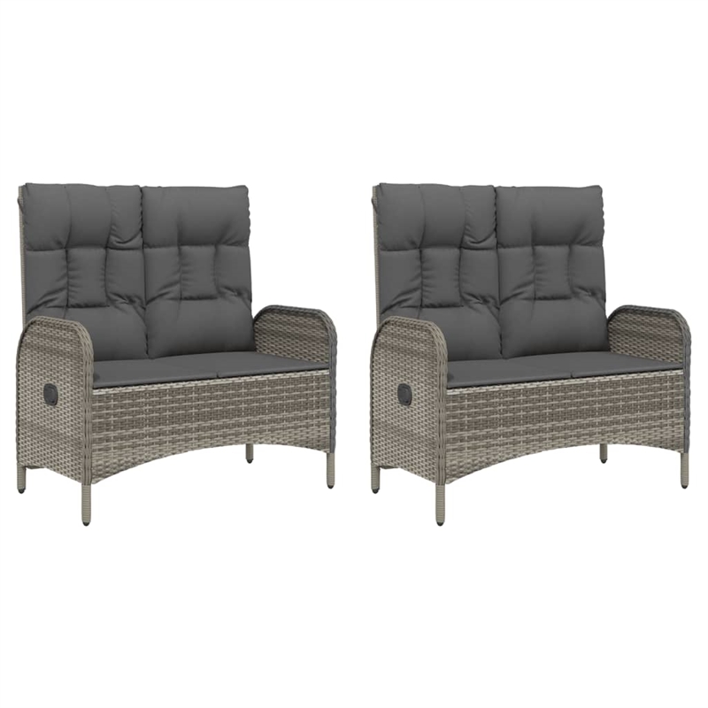 vidaXL PE Rattan/Powder-Coated Steel/Acacia Wood Garden Dining Set in Gray