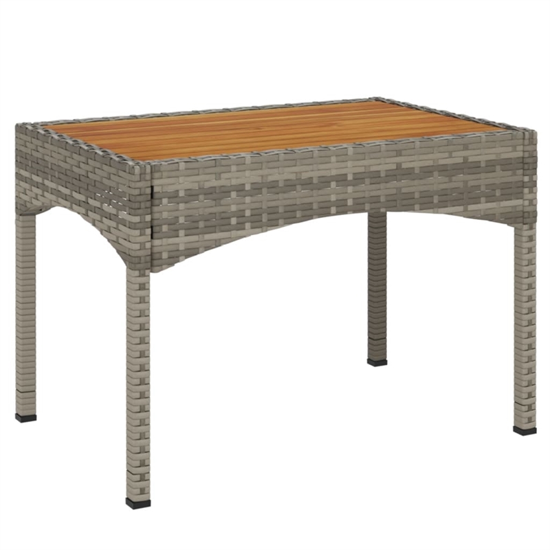 vidaXL PE Rattan/Powder-Coated Steel/Acacia Wood Garden Dining Set in Gray