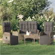 vidaXL PE Rattan/Powder-Coated Steel/Tempered Glass Garden Dining Set in Gray