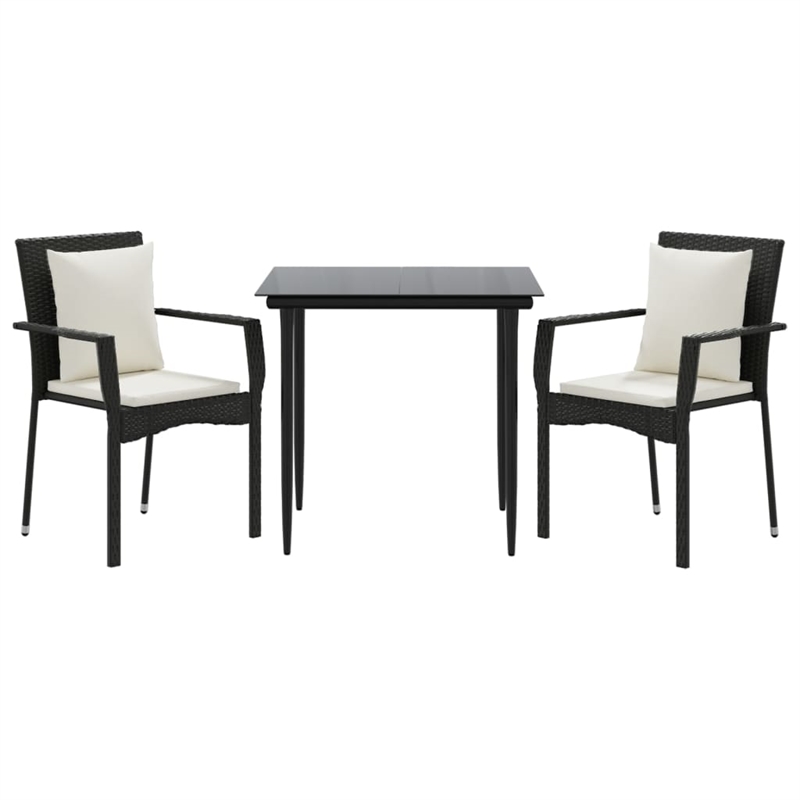 vidaXL Garden Dining Set in Black/Cream White