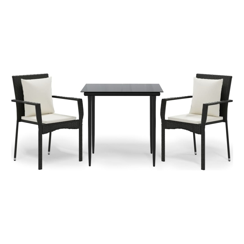 vidaXL Garden Dining Set in Black/Cream White