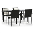 vidaXL Garden Dining Set in Black/Rattan/Cream White