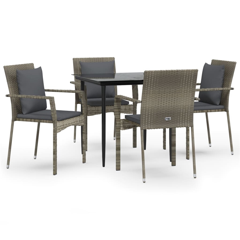 vidaXL Garden Dining Set in Black and Gray