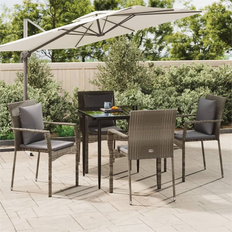 vidaXL Garden Dining Set in Black and Gray
