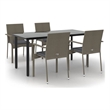 vidaXL PE Rattan/Steel/Tempered Glass Garden Dining Set in Black/Gray