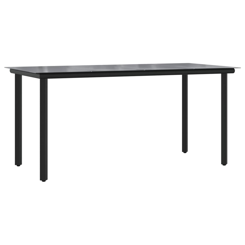 vidaXL PE Rattan/Steel/Tempered Glass Garden Dining Set in Black/Gray