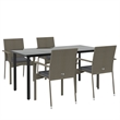 vidaXL PE Rattan/Steel/Tempered Glass Garden Dining Set in Black/Gray