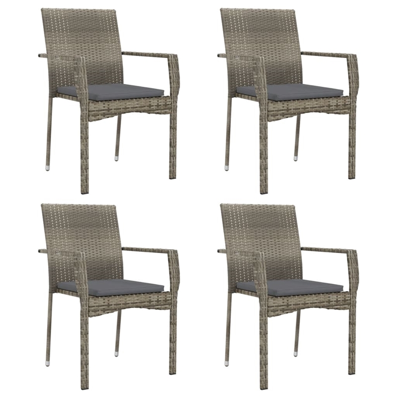 vidaXL PE Rattan/Steel/Tempered Glass Garden Dining Set in Black/Gray