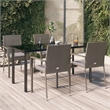 vidaXL PE Rattan/Steel/Tempered Glass Garden Dining Set in Black/Gray
