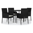 vidaXL Garden Dining Set in Black and Cream White