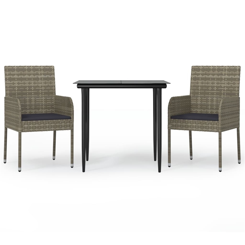 vidaXL Garden Dining Set in Black and Gray