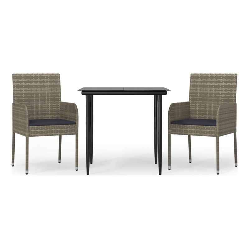 vidaXL Garden Dining Set in Black and Gray