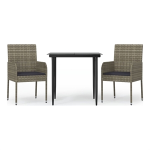 vidaXL Garden Dining Set in Black and Gray