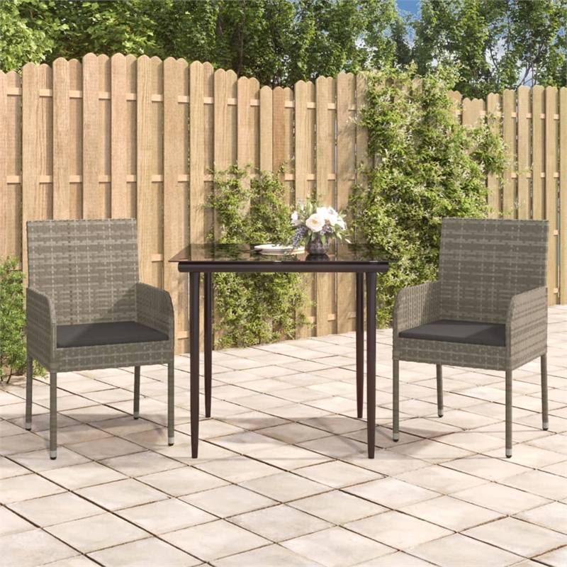vidaXL Garden Dining Set in Black and Gray