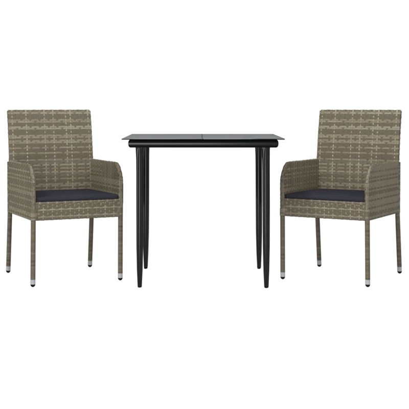 vidaXL Garden Dining Set in Black and Gray