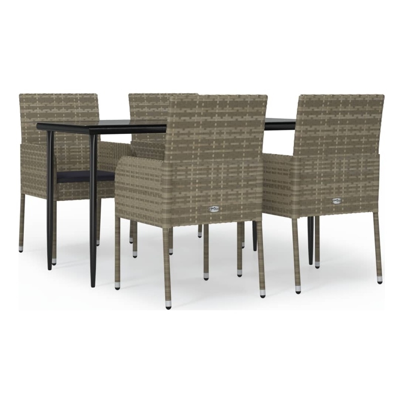 vidaXL PE Rattan Medium Modular Garden Dining Set in Black/Gray