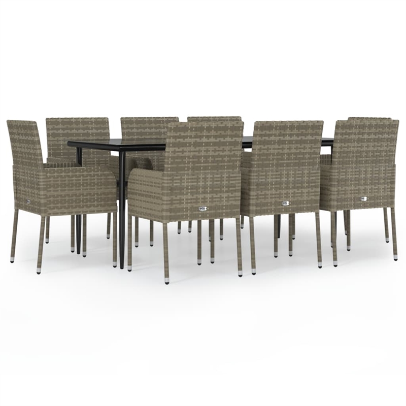vidaXL Garden Dining Set in Black and Gray