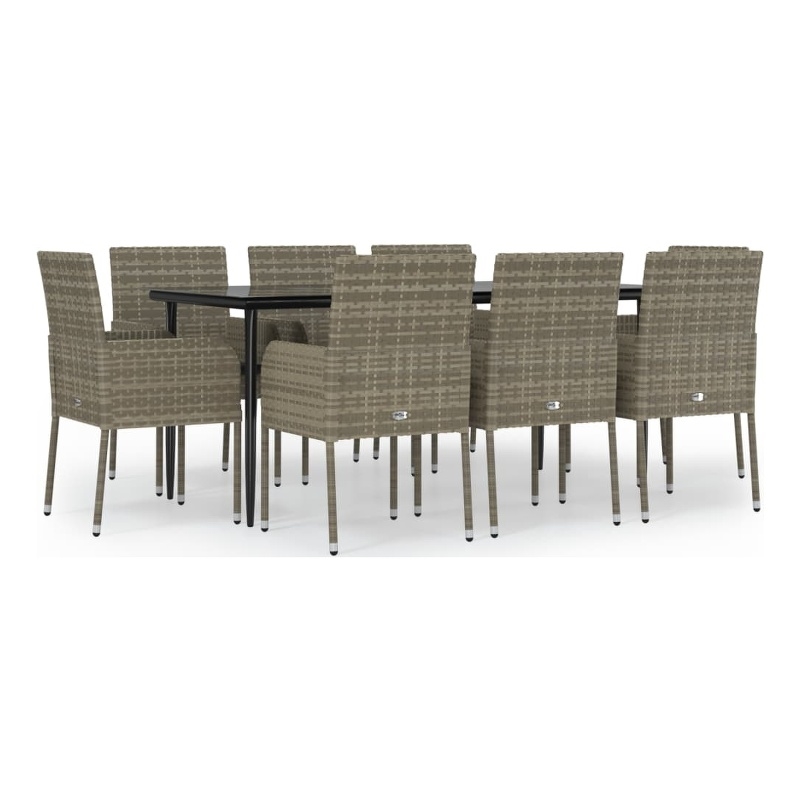 vidaXL Garden Dining Set in Black and Gray