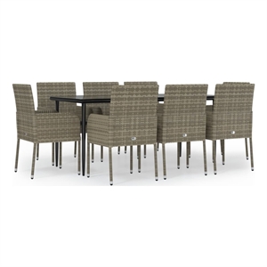 vidaXL Garden Dining Set in Black and Gray