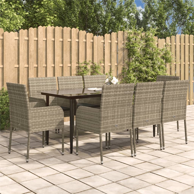 vidaXL Garden Dining Set in Black and Gray