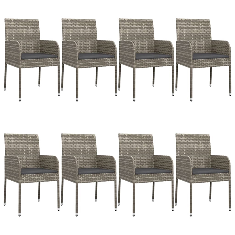 vidaXL Garden Dining Set in Black and Gray