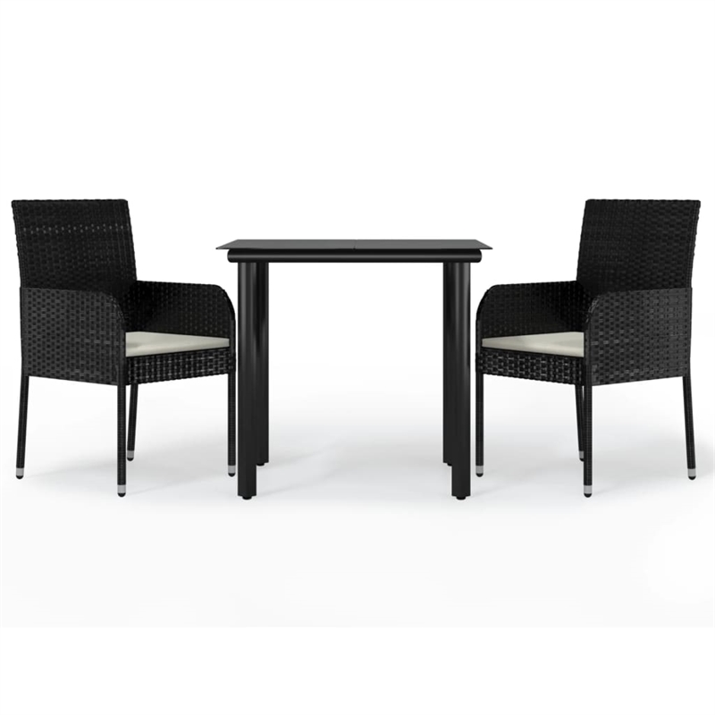 vidaXL Garden Dining Set in Black/Cream White