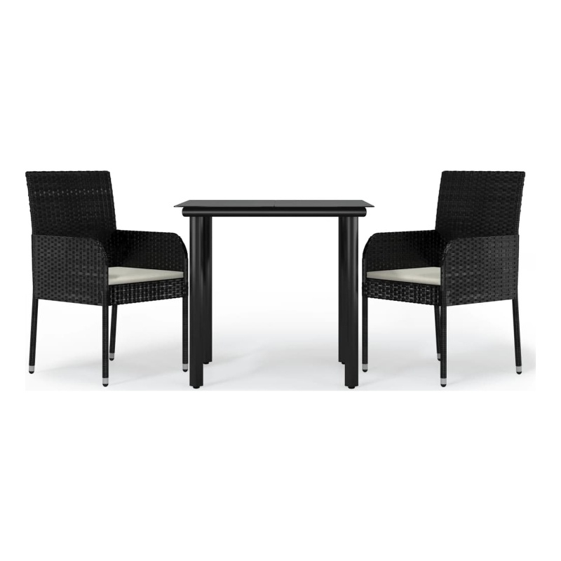 vidaXL Garden Dining Set in Black/Cream White