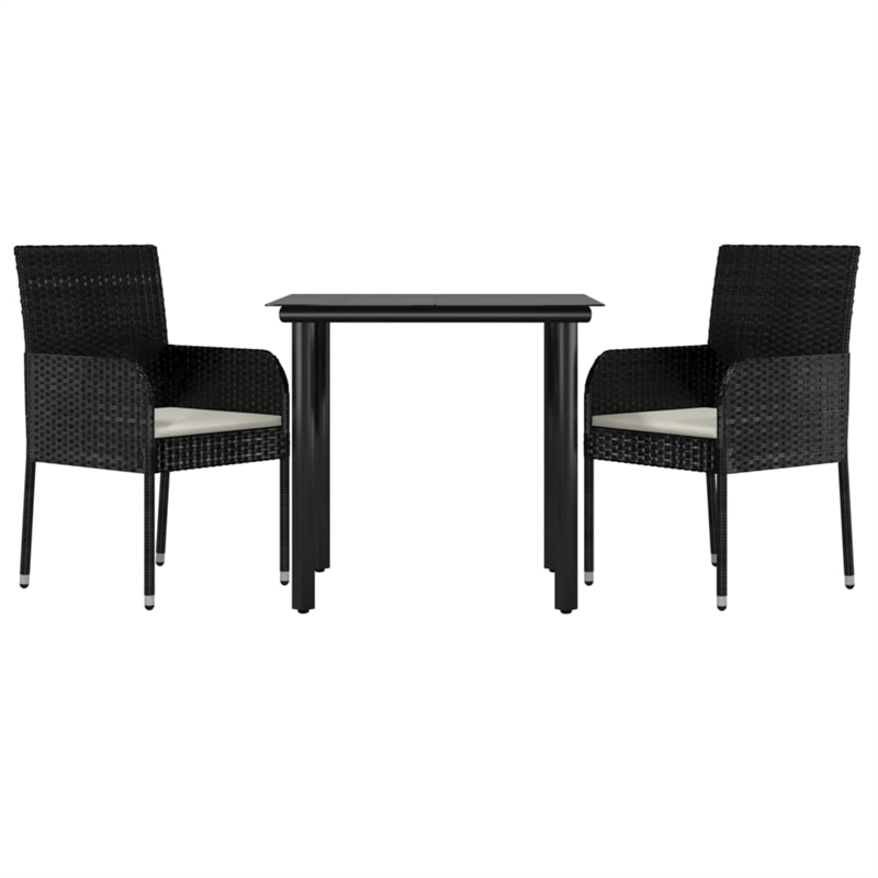 vidaXL Garden Dining Set in Black/Cream White