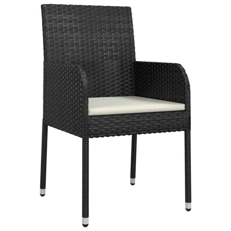 vidaXL Garden Dining Set in Black and Cream White