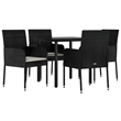 vidaXL Garden Dining Set in Black and Cream White